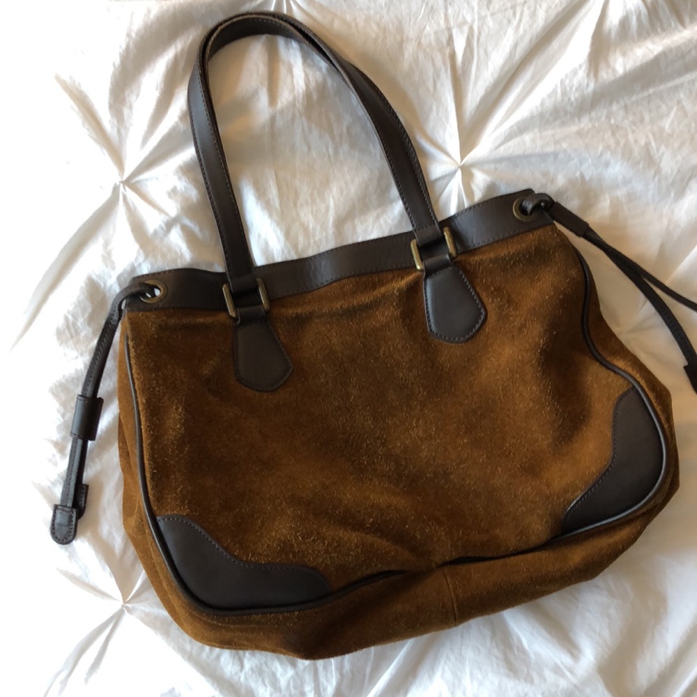 Aerosols brown suede shoulder bag